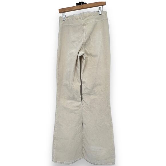Anthropologie BDG Ruched V Front Flare Cream Suede Jeans Women's 30 90s Y2K - Picture 3 of 14